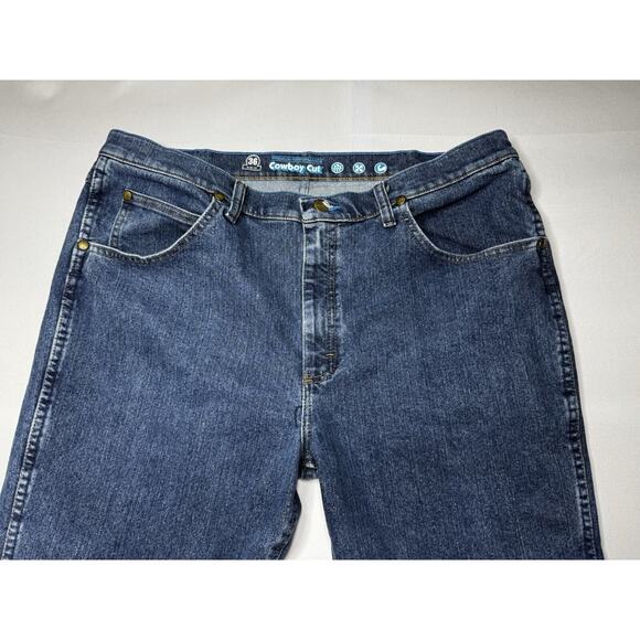 Wrangler 36MWZ Cowboy Cut Men's Slim Fit Straight Leg Blue Jeans - Size 38x31.5 - Picture 3 of 8